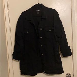 Long black denim jacket